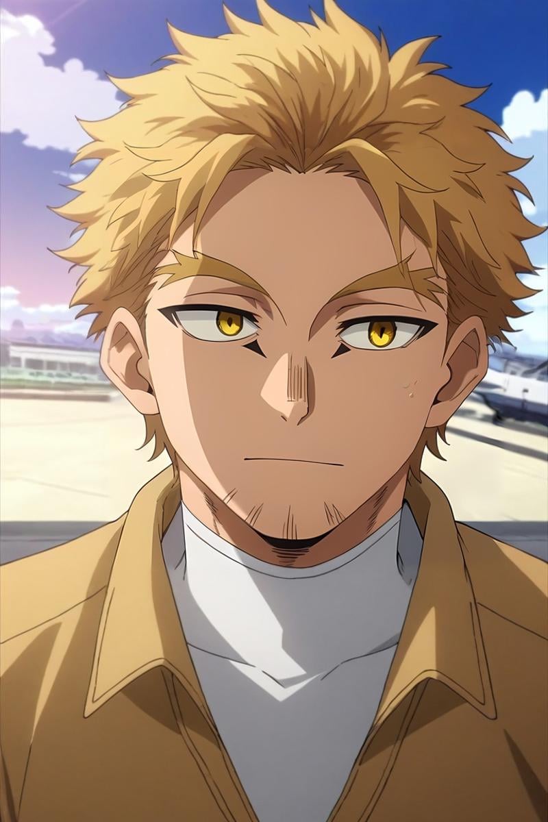 score_9, score_8_up, score_7_up, source_anime, rating_safe, , anime screencap, , , , , 1boy, solo, male focus, <lora:keigo_takami_pony:0.96>, keigo_takami, blonde hair, yellow eyes, short hair, stubble, , facial mark, upper body, plane, day, clouds, slouching, happy, , <lora:sdxl_lightning_8step_lora:1>