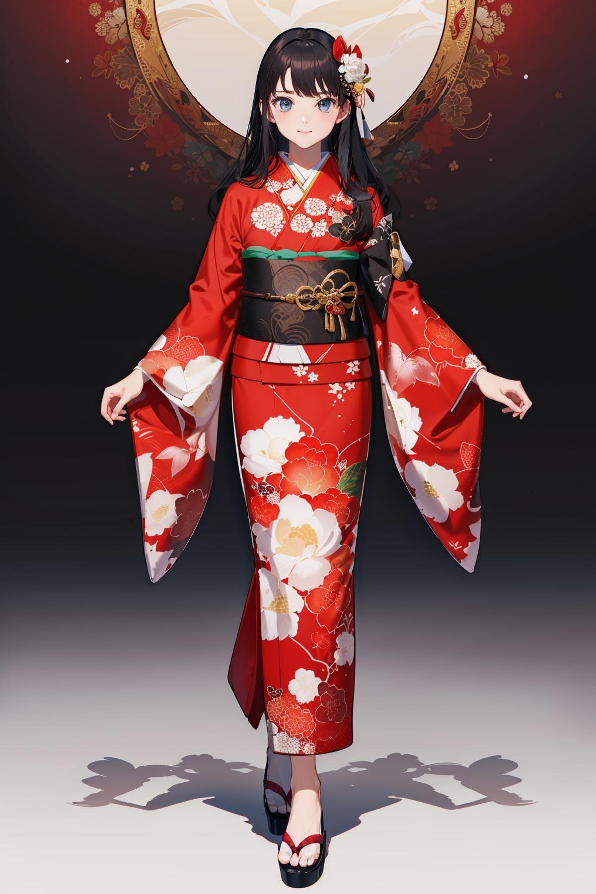 (absurdres, highres, ultra detailed, masterpiece, best quality:1.4),1girl, anime, long hair, kimono, print kimono,