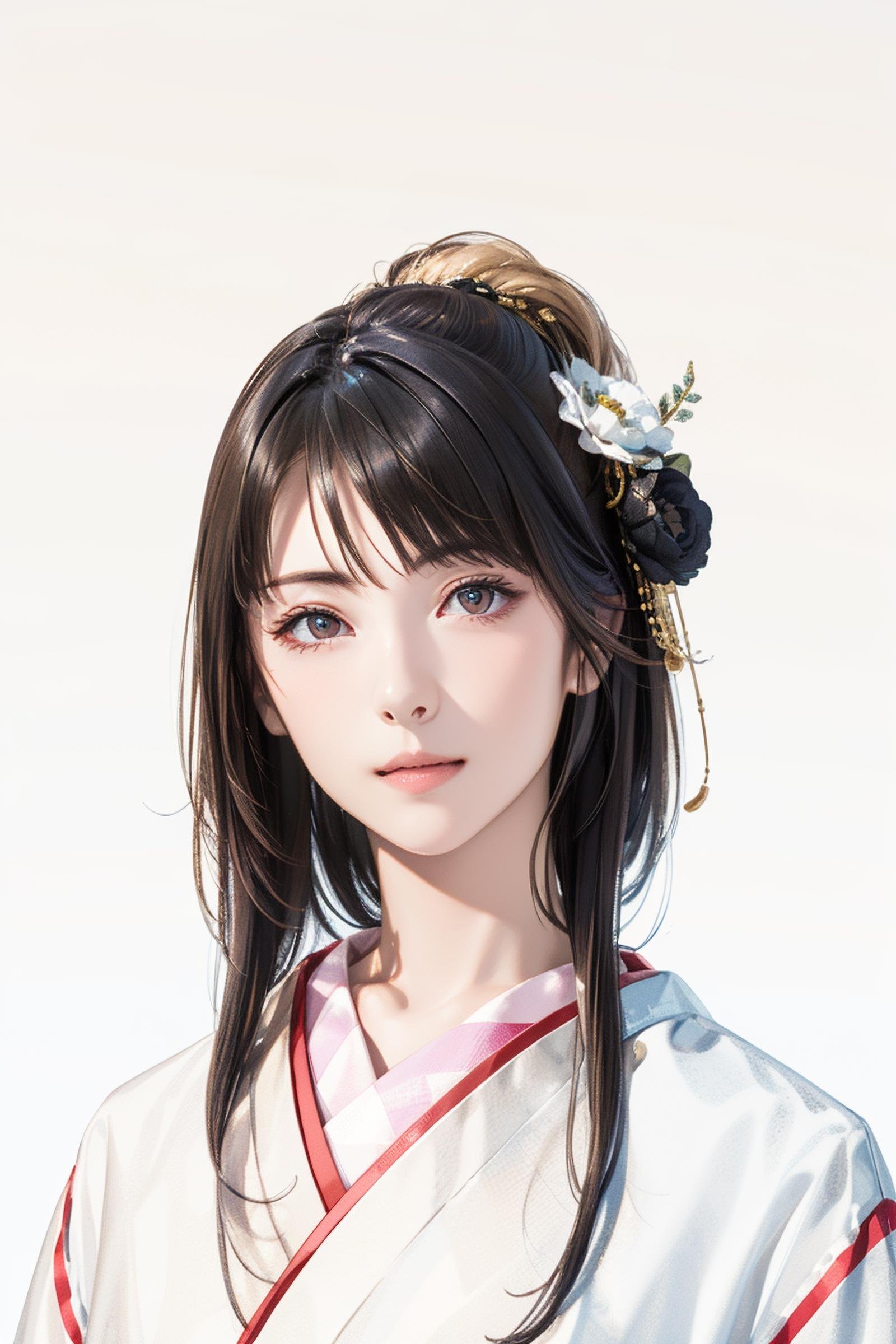 best quality, absurdres, masterpiece,1girl, brown eyes, Delicate facial features, simple background, looking at viewer, parted lips, hanfu,