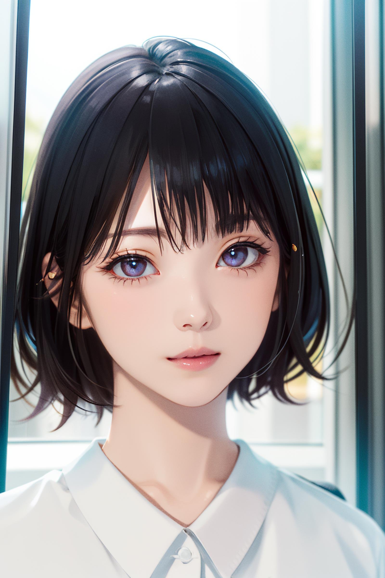 best quality, high quality, highres, looking at viewer, 1girl, black hair, detailed eyes, parted lips,