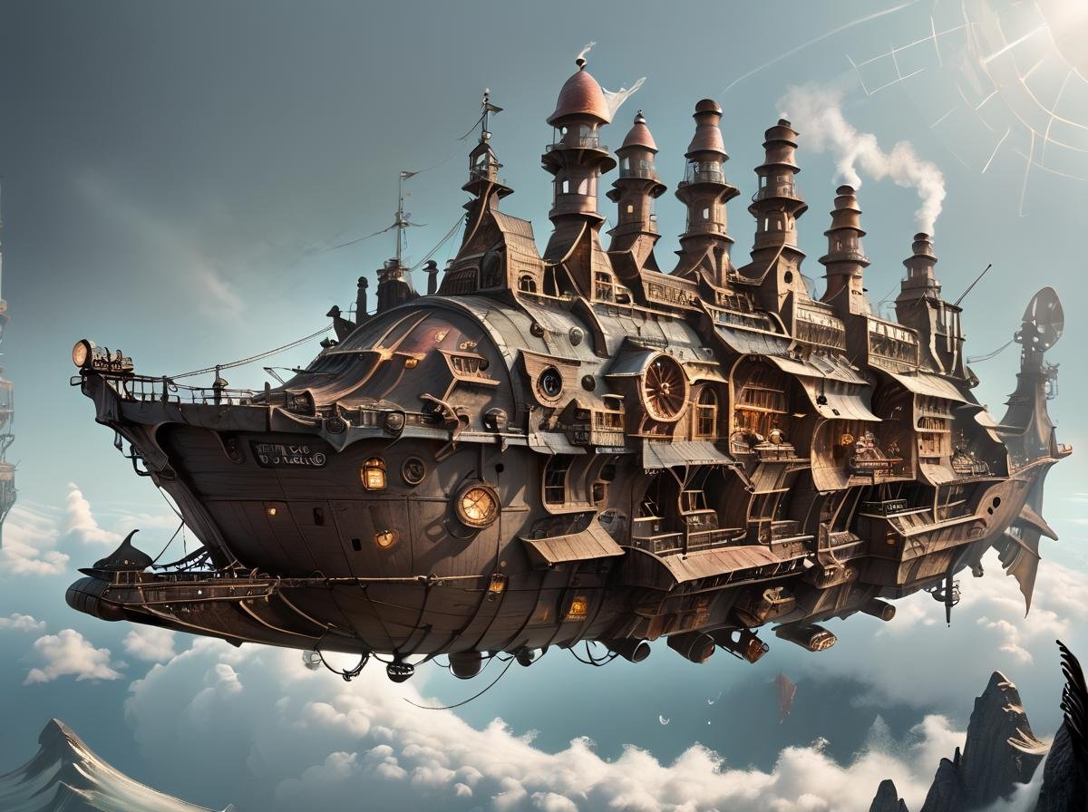 score_9, score_8_up, score_7_up,BREAK overalldetail, <lora:steampunk:0.8>,steampunk,ship,, no humans, science fiction, spacecraft, vehicle focus, airship, concept art, smokestack, scenery, score_9, no humans