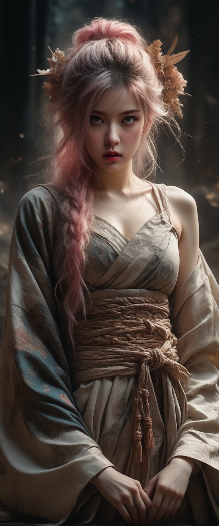 breathtaking RAW photo of female ((THigh quality concept art portrait featuring a fantastic and beautiful and fair 18 years old whit Silver pink hair and Hazel eyes Caucasian o lot of color Elven women(Bella Delphine) whit drawn on weathered parchment, using lord of the rings or dungeons and dragons, character sheet, perfect anatomy, parchment serves as a canvas decorated with ancient runes, made by hand. sketches drawn, by Boris Vallejo, high details,





)), dark and moody style, perfect face, outstretched perfect hands . masterpiece, professional, award-winning, intricate details, ultra high detailed, 64k, dramatic light, volumetric light, dynamic lighting, Epic, splash art .. ), by james jean $, roby dwi antono $, ross tran $. francis bacon $, michal mraz $, adrian ghenie $, petra cortright $, gerhard richter $, takato yamamoto $, ashley wood, tense atmospheric, , , , sooyaaa,IMGFIX,Comic Book-Style,Movie Aesthetic,action shot,photo r3al,bad quality image,oil painting, cinematic moviemaker style,Japan Vibes,H effect,koh_yunjung ,koh_yunjung,kwon-nara,sooyaaa,colorful,bones,,armor,han-hyoju-xl ,DonMn1ghtm4reXL, ct-fujiii
,oiran,furisode,ct-jeniiii, ct-goeuun,yaya, HanFu,golden kimono,kamado nezuko,sword maiden,theresa apocalypse,koling,ct-rosseeiiee,ct-rosseeiiee