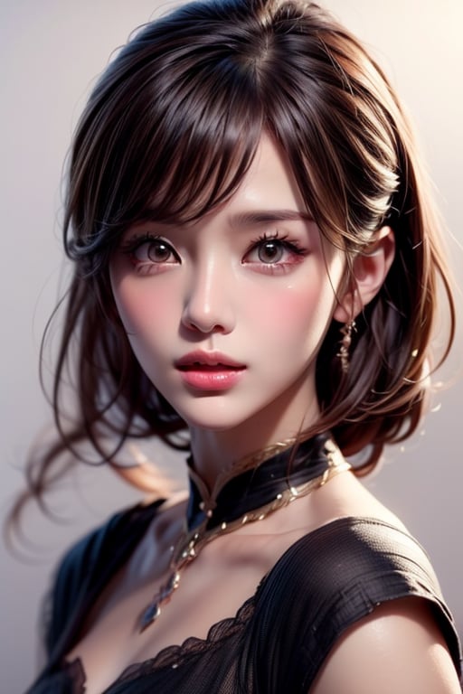 Generate a beauty avatar, she is beautiful, with beautiful facial features, gazing at the audience, detailed skin texture, movie lighting, realistic, milky white background
realistic ,beauty,masterpiece,best quality,dd