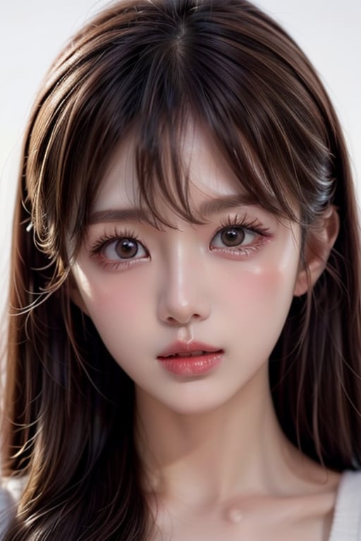 Generate a beauty avatar, she is beautiful, with beautiful facial features, gazing at the audience, detailed skin texture, movie lighting, realistic, milky white background
realistic ,beauty,masterpiece,best quality,dd