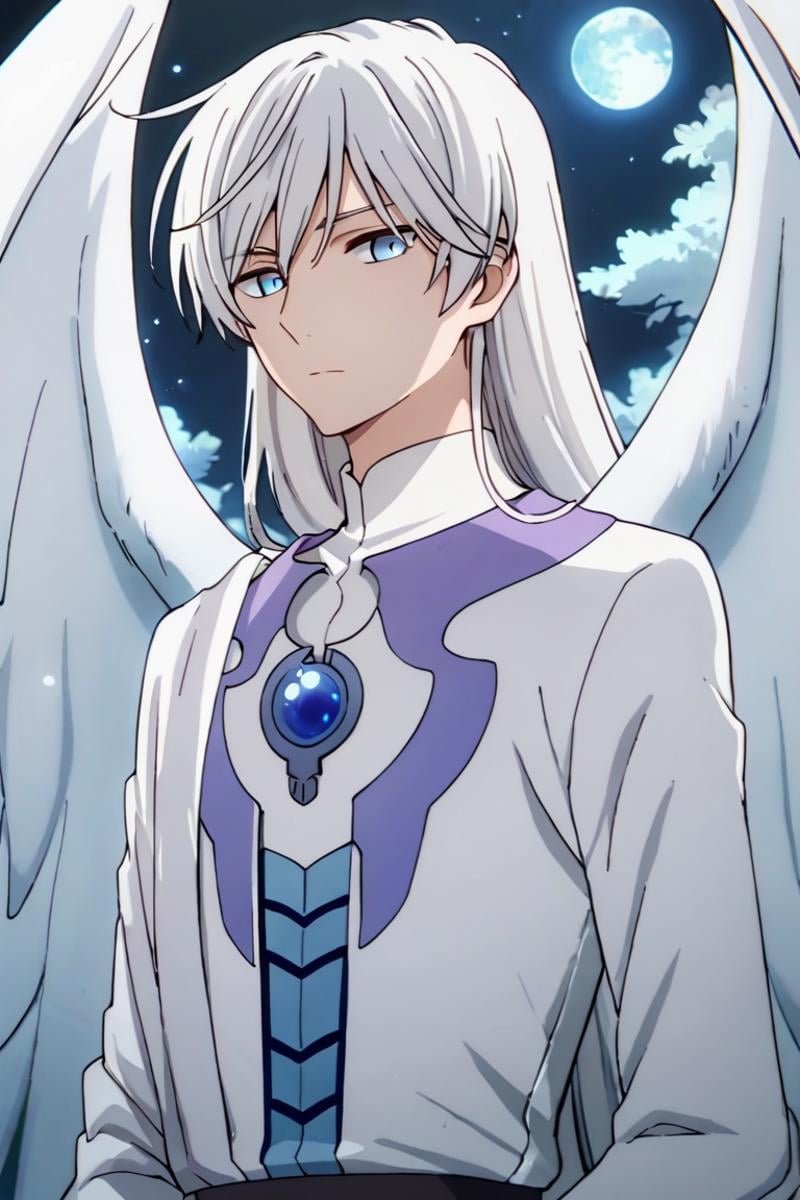 score_9,score_8_up,score_7_up,source_anime,1boy, yue,white hair,grey eyes,blue eyes,long hair, angel wings, wings, looking at viewer, upper body, moon, looking down<lora:EMS-396754-EMS:0.800000>