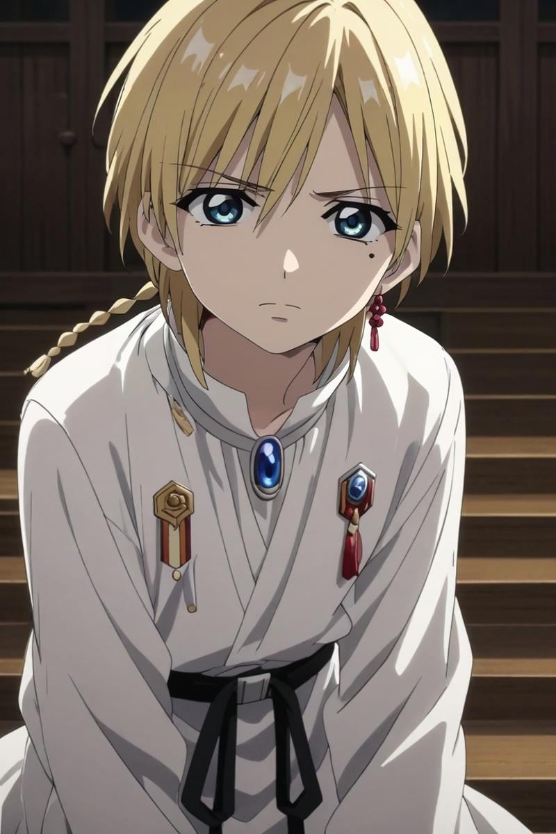 score_9, score_8_up, score_7_up, source_anime, rating_safe, , anime screencap, anime coloring, official style, , , 1boy, solo, male focus, <lora:titus_alexius_pony:0.92>, titus_alexius, blonde hair, blue eyes, short hair, braid, , , , panorama, death valley, indoors, light, kneeling, angry, , <lora:sdxl_lightning_8step_lora:1>