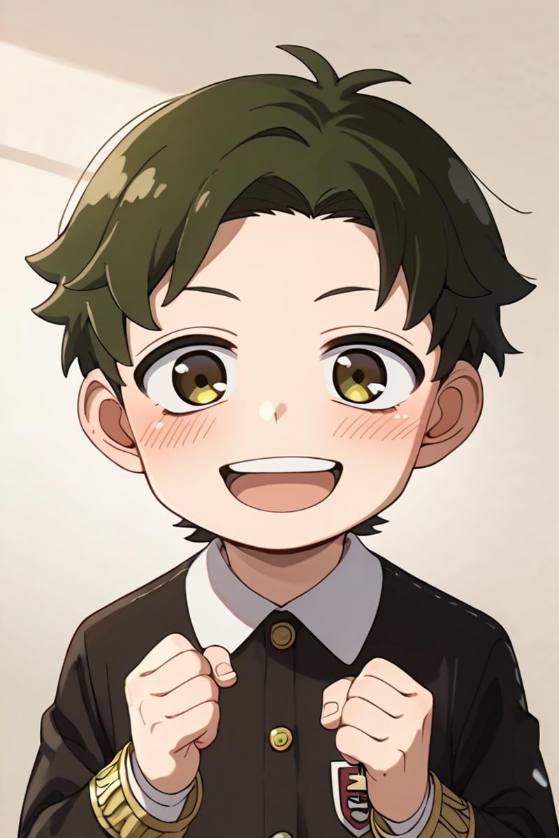 score_9,score_8_up,score_7_up,source_anime,1boy,solo,looking at viewer, male child,Damian Desmond,Greenish Brown hair, brown eyes, eden academy school uniform, clenched_hands, upper body, open mouth, blush, smile, happy,watery eyes<lora:EMS-404125-EMS:0.800000>