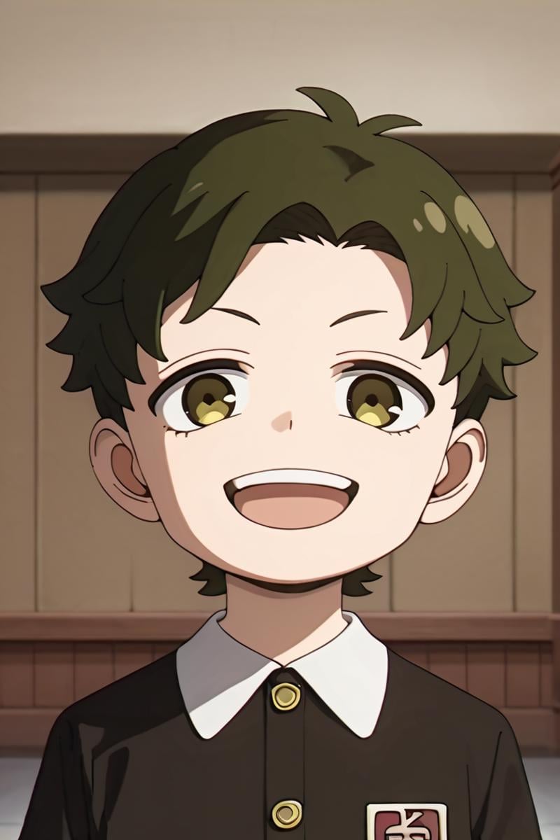 score_9,score_8_up,score_7_up,source_anime,1boy,solo,looking at viewer,male child,Damian Desmond,Greenish Brown hair, brown eyes, eden academy school uniform, open mouth, smile<lora:EMS-404125-EMS:1.000000>