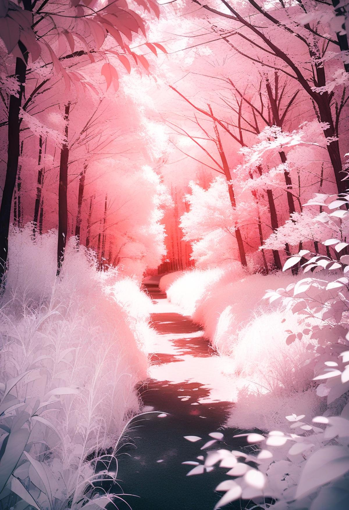masterpiece, best quality, very aesthetic, absurdres,Infrared_photography, no humans, scenery, tree, outdoors, nature, forest, grass, plant <lora:Infrared_photography_SDXL_V1:1>
