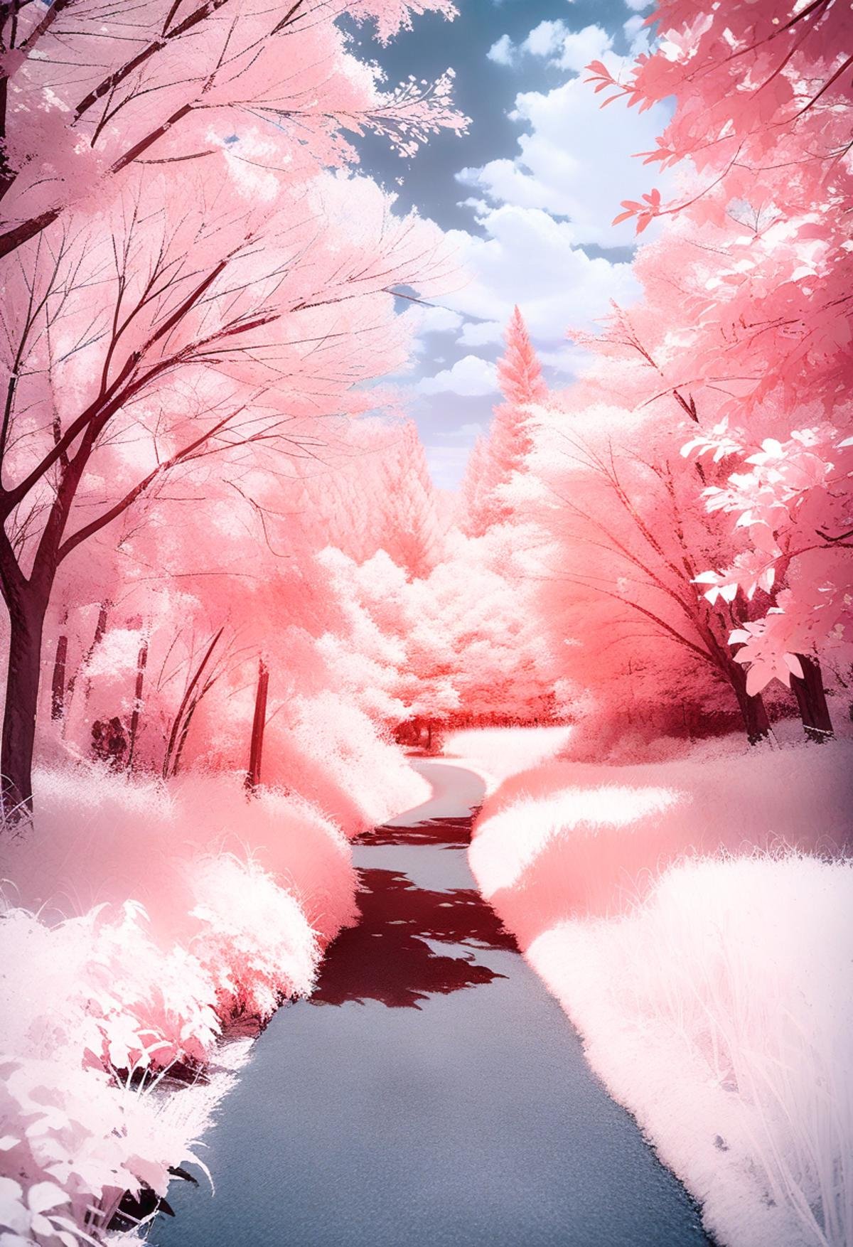 masterpiece, best quality, very aesthetic, absurdres,Infrared_photography, scenery, tree, no humans, cloud, outdoors, sky, cloudy sky, day <lora:Infrared_photography_SDXL_V1:1>