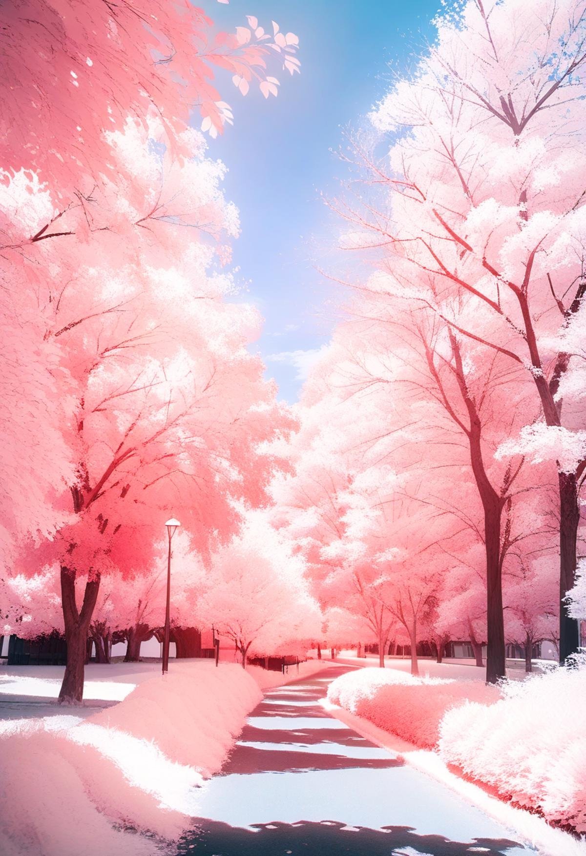 masterpiece, best quality, very aesthetic, absurdres,Infrared_photography, scenery, no humans, outdoors, tree, sky, blue sky, day <lora:Infrared_photography_SDXL_V1:1>