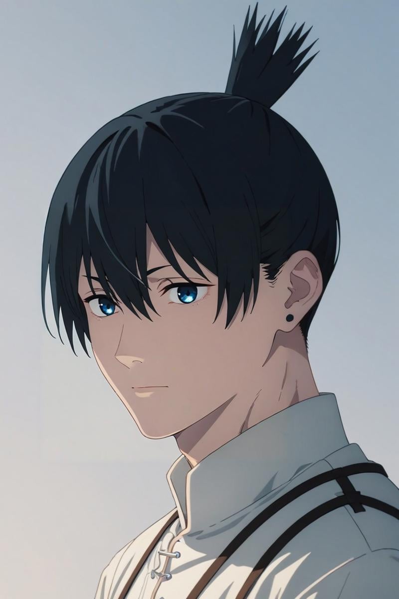 score_9, score_8_up, score_7_up, , rating_safe, intricate details, semi-realistic, , , 1boy, solo, male focus, <lora:aki_hayakawa_pony:0.96>, aki_hayakawa, black hair, blue eyes, bangs, hair between eyes, short hair, topknot, , , medieval costume, <lora:sdxl_lightning_8step_lora:1>