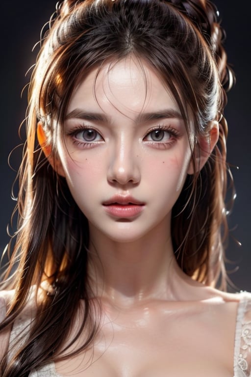 Generate a beauty avatar, she is beautiful, with beautiful facial features, gazing at the audience, detailed skin texture, movie lighting, realistic, milky white background
realistic ,beauty,masterpiece,best quality,dd,Young beauty spirit ,abg 