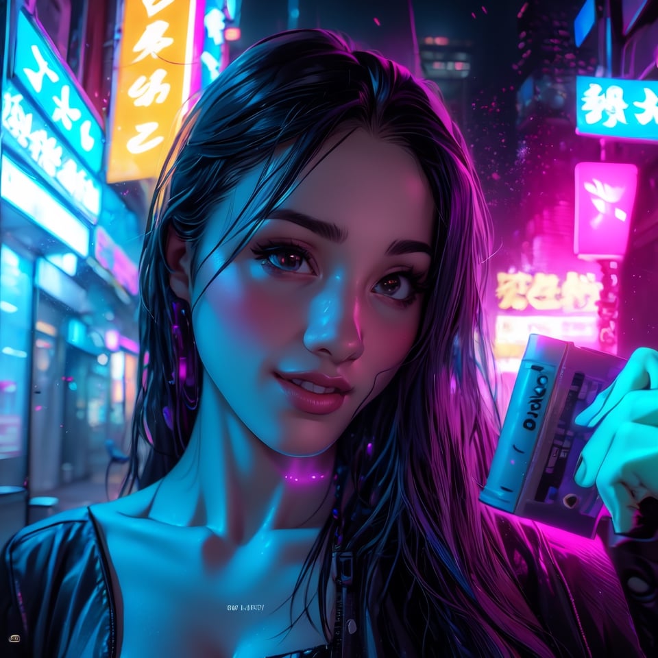 Cyberpunk,1girl,solo,long hair,blurry,neon lights,looking at viewer,cyberpunk,black hair,blurry background,parted lips,lips,upper body,depth of field,science fiction,jacket,outdoors,black eyes,1girl,best quality,masterpiece,illustration,an extremely delicate and beautiful,CG,unity,8k wallpaper,Amazing,finely detail,masterpiece,official art,extremely detailed CG unity 8k wallpaper,incredibly absurdres,huge filesize,ultra-detailed,highres,extremely detailed,beautiful detailed girl,,