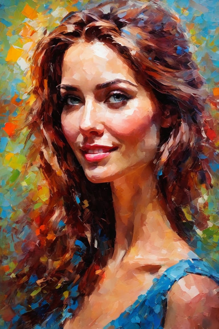 ((speedpaint) +++ portrait of a woman, palette knife painting, Impressionistic style, Brushwork technique, large strokes