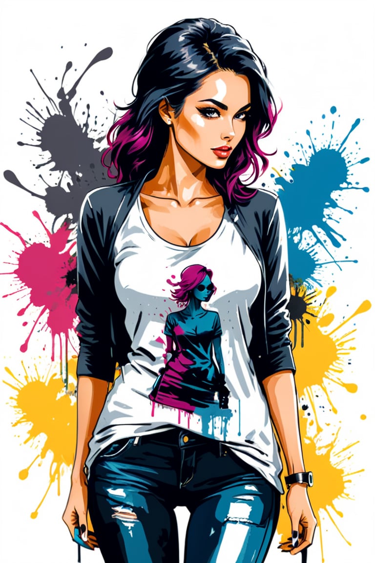 Tinta Spray (Art Style)+, Mulher, Solo, De frente, Roupas Casuais,