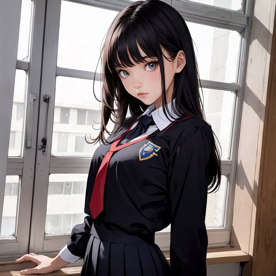 absurdres, highres, ultra detailed,beautiful young woman, school uniform,