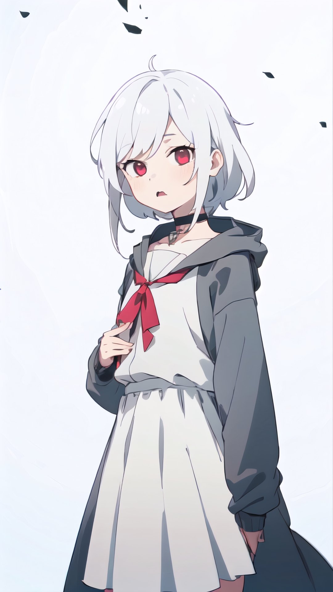girl, white hair with blue highlights, red eyes, fangs, choker, no sanity, trench coat, skirt,


(masterpiece, best quality, hires, high resolution:1.2), (beautiful, aesthetic, perfect, delicate, intricate:1.2), (depth of field:1.2),KunoTsubakiv1,In the style of gravityfalls,fantasy00d