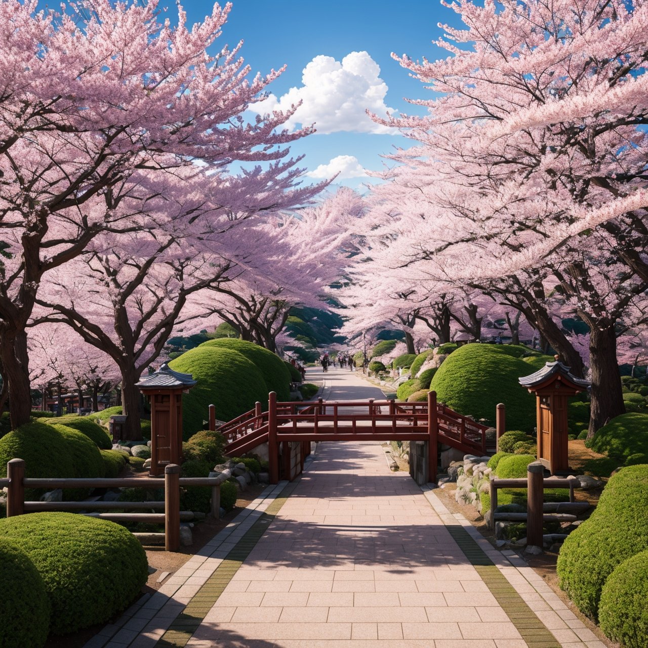 Beautiful shrine landscape, cherry blossoms, pines, anime background art, Japan art style, beautiful anime scene, detailed scenery - width 672, background art, anime landscape, anime background, beautiful anime scenery, beautiful peace scene in anime, landscape artwork, Japan village, anime landscape concept art, 8k))