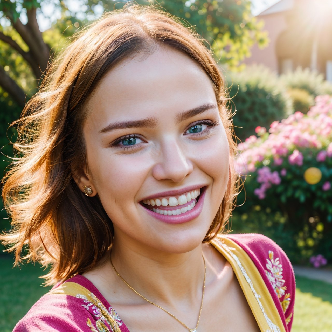(best quality,4k,8k,highres,masterpiece:1.2),ultra-detailed,(realistic,photorealistic,photo-realistic:1.37),portraits,laughing faces,happy expressions,colorful,sunlit garden,girl with sparkling eyes,joyful atmosphere,warm sunlight,happiness and laughter,bright and vibrant colors