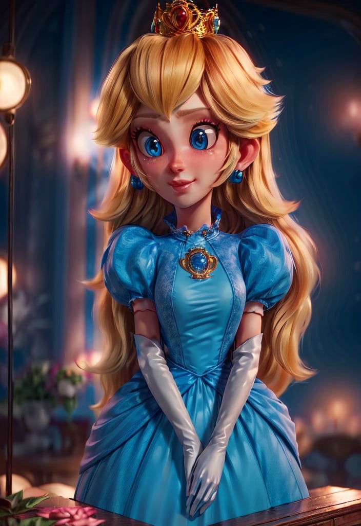 4k, photography hiperrealistic, 1girl, princess rosalina, NFSW, full body photography, blonde hair, HALF NAKED, HALF DRESSED in a blue dress, hair over eyes (one eye covered: 1,2), filmic, film grain, depth of field, blurred background ,  , intricate detail, ultra-realistic photography, sharp focus, majestic, Trending in CGSociety, Artstation, best quality, cinematic lighting, realistic, highly detailed,3DMM