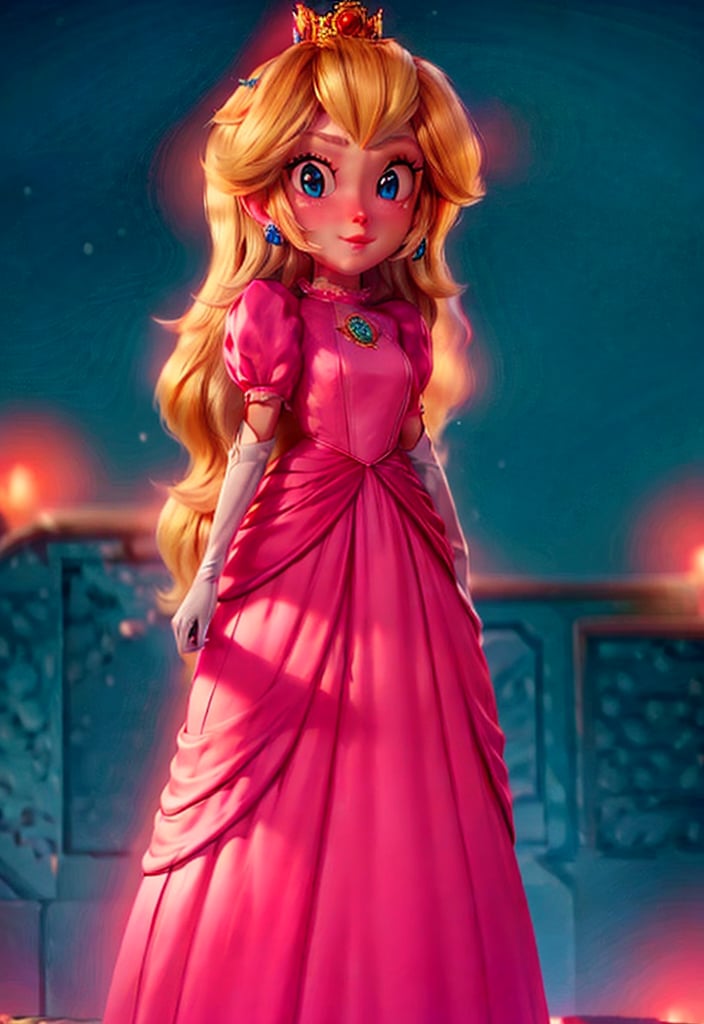4k, hyper realistic photography, 1 girl, princess rosalina, NFSW, full body photography, blonde hair, HALF NUDE in multi colored (orange, blue, red, purple) dress, hair over eyes, bangs (one eye covered: 1,2), filmic, film grain, depth of field, blurred background, intricate details, ultra-realistic photography, sharp focus, majestic, Trending in CGSociety, Artstation, best quality, cinematic lighting, realistic, highly detailed, 3DMM
