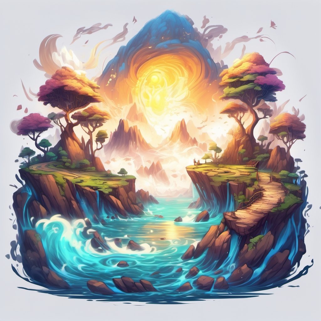 flow of energy, glowing, enhancing,Leonardo Style, illustration,ink scenery,iso island,lofi,white background,fantasy,whimsical,digital art, winning award masterpiece, fantastically beautiful, illustration, trending on artstation, 4k, 8k, higly detailed,vector art