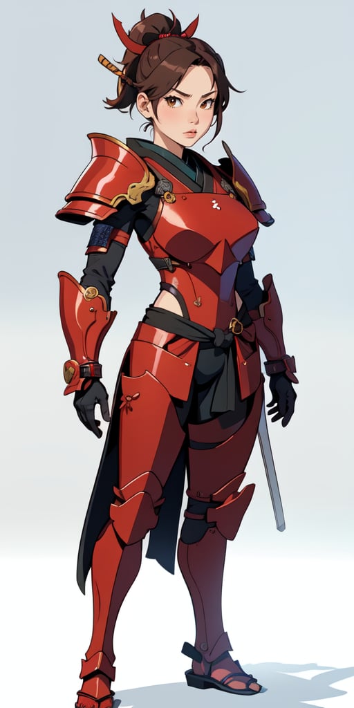 1girl, samurai, red armor