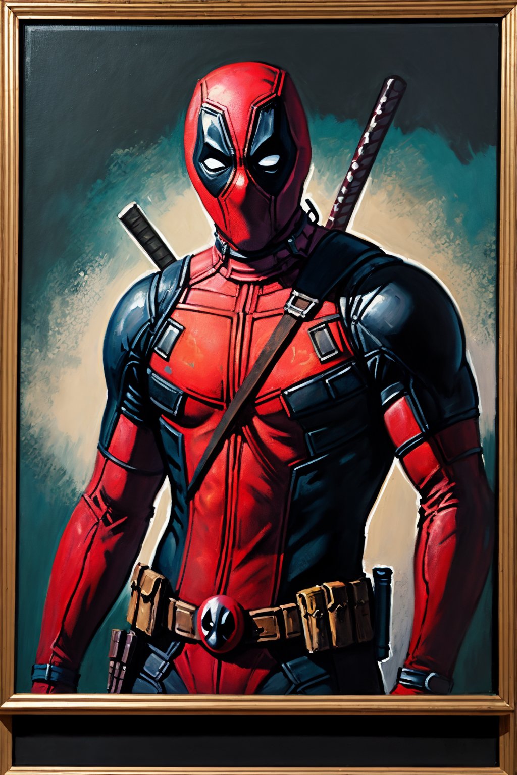 masterpiece, best quality, oil painting style, figure of Deadpool