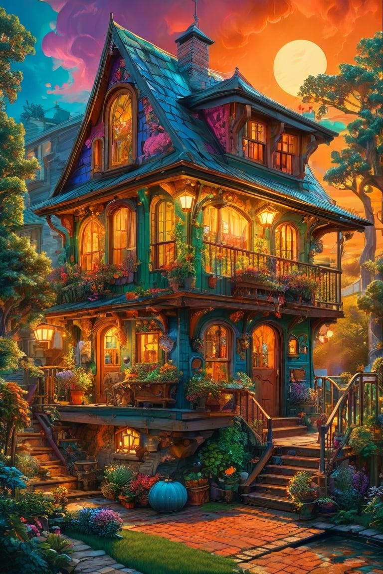 color photo of a captivating cartoon house, crafted with meticulous detail and crowned as the winner of a DeviantArt contest. This whimsical artwork embraces the concept of maximalism, with its abundance of visual elements and intricate design. Drawing inspiration from the artistic talents of Dan Mumford and the imaginative world of Pixar, the house radiates charm and character. The image depicts a unique blend of styles, combining the cozy ambiance of a cramped New York apartment with the enchanting allure of a witch hut. The staircase gracefully ascends to the second floor, inviting viewers to explore the hidden treasures within. The influence of Tetris can be seen in the playful arrangement of shapes and forms, creating a harmonious and visually engaging composition. The house exudes a laid-back and carefree vibe, reminiscent of a colorful hippie pad, where creativity and self-expression thrive. The use of "fotografia" techniques adds a touch of artistic flair, elevating the visual impact of the artwork. With its cut-away view, viewers are treated to a glimpse of the house's interior, revealing a low-resolution cat tower nestled in the corner and hinting at the presence of feline companions. The house also holds an air of mystery, with its haunted interior exuding an eerie atmosphere that captivates the imagination. The image's 4K high-resolution quality allows for every intricate detail and vibrant color to be appreciated, bringing the cartoon house to life with stunning clarity. Whether admired for its artistic brilliance, its playful design, or its ability to transport viewers into a world of imagination, this captivating cartoon house invites exploration and discovery.
a storybook illustration
21%
concept art
20%
a detailed drawing
19%
poster art
19%
a poster
19%
Artist
inspired by Jacek Yerka
inspired by Jacek Yerka
23%
by Dan Mumford
22%
by Tony DiTerlizzi
22%
by Chris LaBrooy
22%
inspired by MC Escher
22%
Movement
psychedelic art
psychedelic art
20%
sots art
19%
pop surrealism
18%
underground comix
18%
stuckism
18%
Trending
deviantart contest winner
deviantart contest winner
20%
featured on deviantart
20%
behance contest winner
20%
trending on deviantart
18%
Artstation
18%
Flavor
isometric house
isometric house
26%
isometric view of a wizard tower
25%
house illustration
25%
doll house
25%
colorful architectural drawing