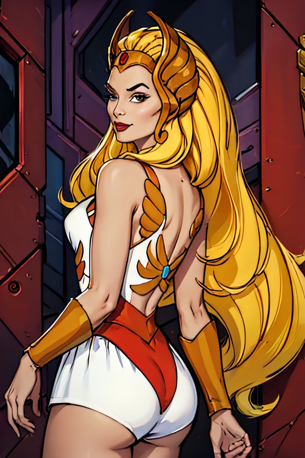 she-ra, facial portrait, sexy stare, smirked, butt shot 