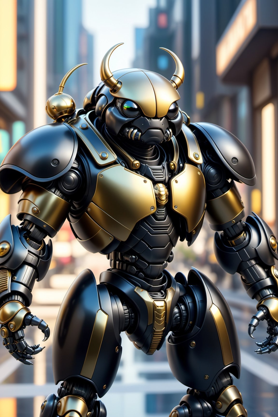 Angry AgileDung Beetle mecha robo soldier character,black armor, anthropomorphic figure, wearing futuristic soldier armor and weapons, reflection mapping, realistic figure, hyperdetailed, cinematic lighting photography, 32k uhd with a golden staff, roaring

By: panchovilla,mecha