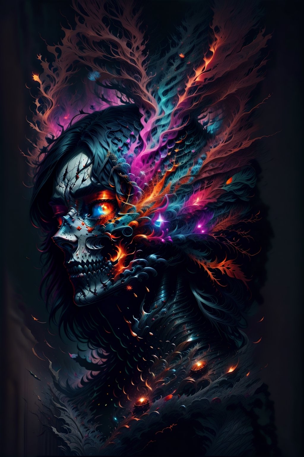 create a hyper realistic image of  pain  in death., sharp focus, high detailed, 8k, beautiful nature background.,horror (theme),colorhalf00d,More Detail