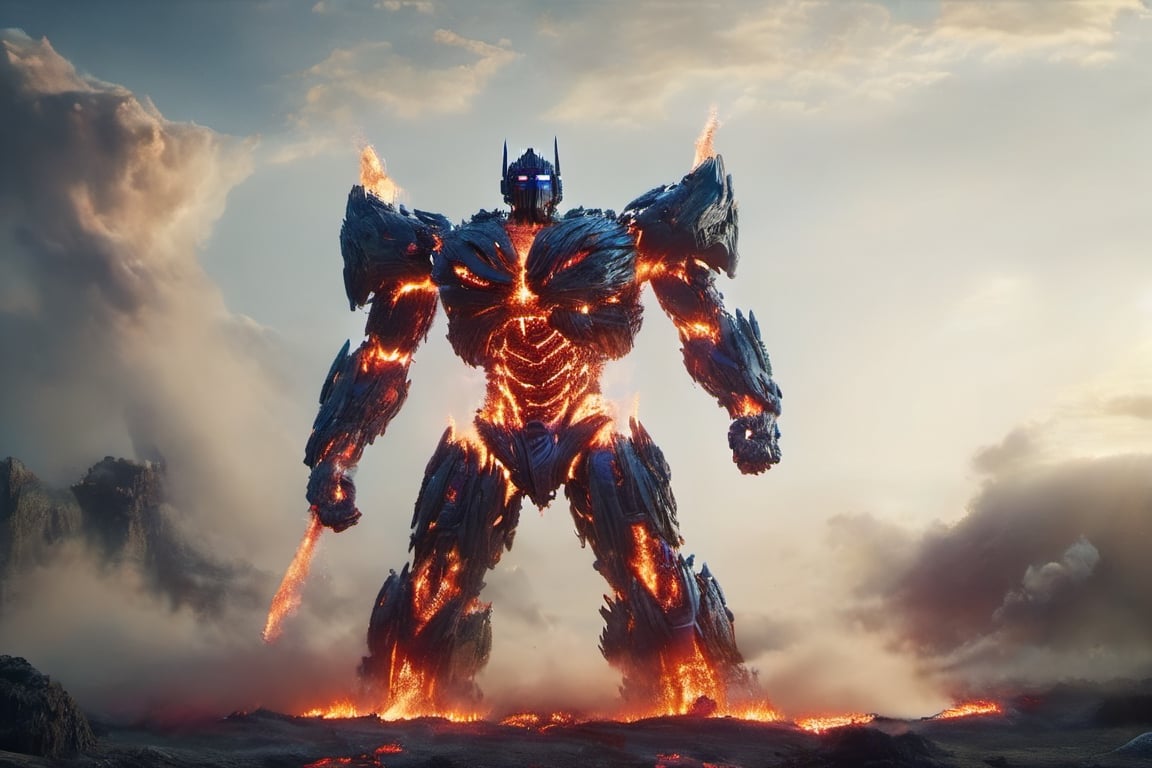 Cloud that looks like the Transformer Optimus Prime Fighting Megatron, ral-lava