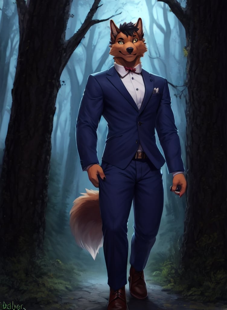 1boy, solo, werewolf in suit,belvor