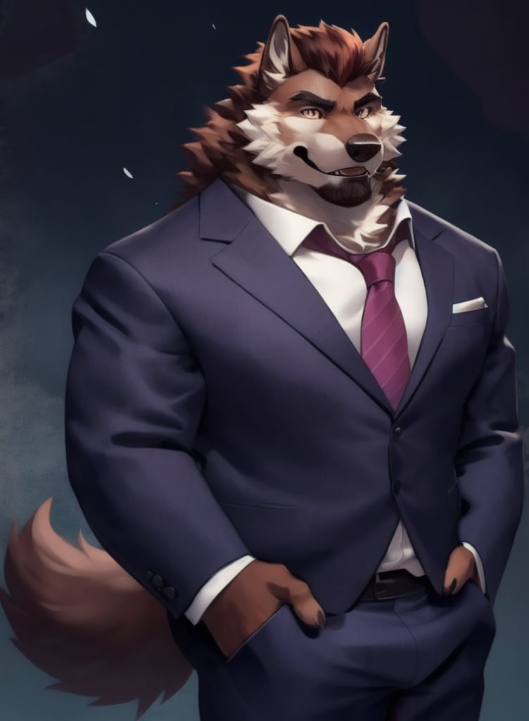 1boy, solo, werewolf in suit