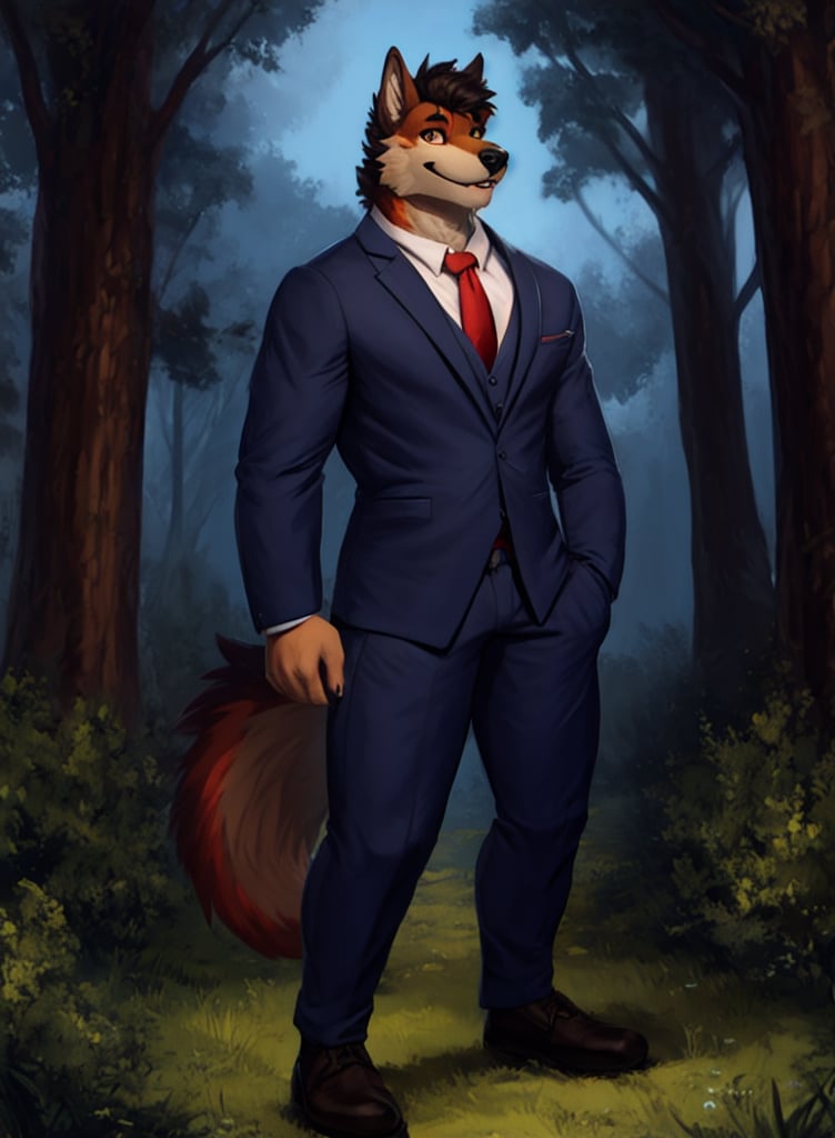 1boy, solo, werewolf in suit,belvor