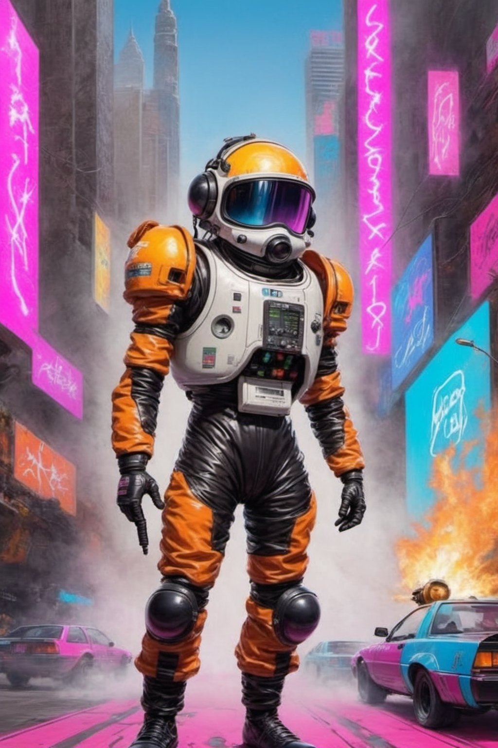 (Bomb Jack reimagined 80s zxspectrum game character), super hero lycra suit, face mask), game poster style, digital painting, cover artist Dave Rapoza, 8k, concept art, sharp, intricate, highly detailed, UHD drawing, mastery, acrylic painting, style of makoto shinkai, jamie wyeth, james gilleard, edward hopper, greg rutkowski, score_9, score_8_up. 