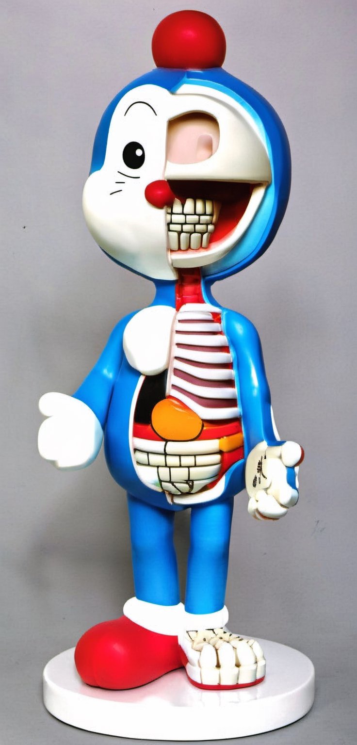(a Doraemon figure) , anatomical, a character portrait, neoism ,  skeleton visible,Doraemon