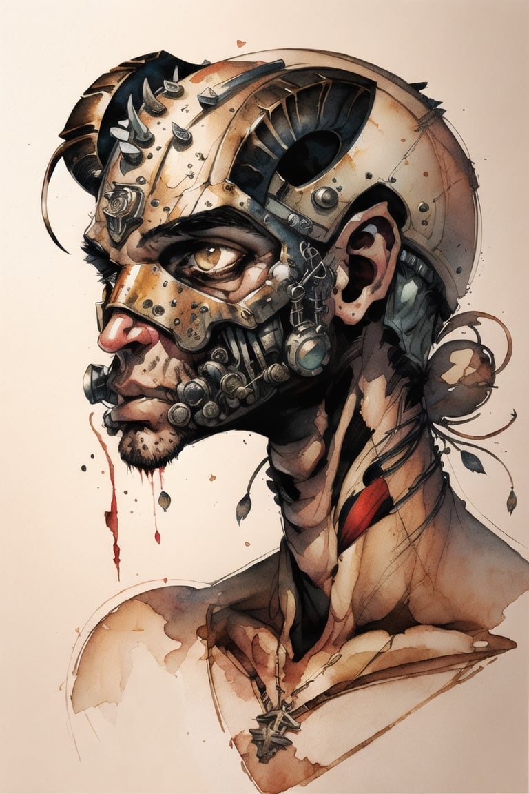 Ram sticker, fantasy character, soul, digital illustration, comic book style, steampunk noir, perfect anatomy, centered, approaching perfection, dynamic, highly detailed, watercolor painting, artstation, concept art, soft, sharp focus, illustration, art by Carne Griffiths and Wadim Kashin, more realistic 