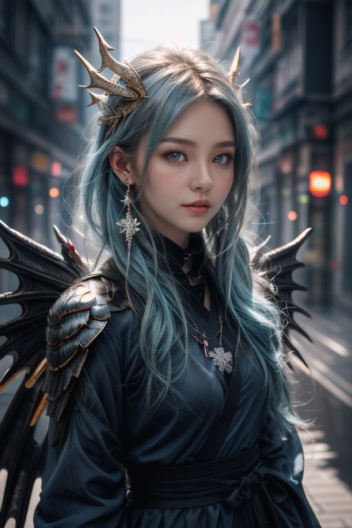 ((best quality)), ((masterpiece)), ((ultra-detailed)), extremely detailed CG, (illustration), ((detailed light)), (an extremely delicate and beautiful), a girl, solo, ((upper body,)), ((cute face)), expressionless, (beautiful detailed eyes), blue dragon eyes, (Vertical pupil:1.2), white hair, shiny hair, colored inner hair, (Dragonwings:1.4), [Armor_dress], blue wings, blue_hair ornament, ice adorns hair, [dragon horn], depth of field, [ice crystal], (snowflake), [loli], [[[[[Jokul]]]]]