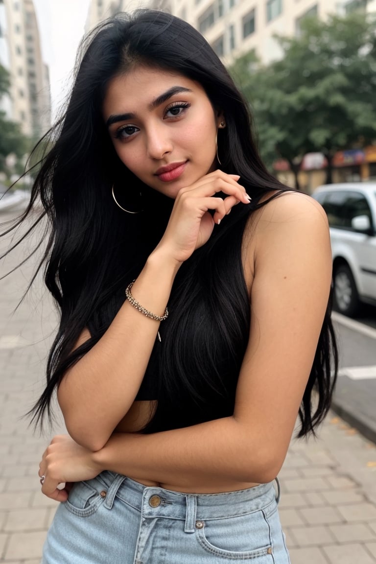 full body, head to toe, indian girl , Instagram influencer , black long hair, glossy juicy lips, cute 18 years old girl, 