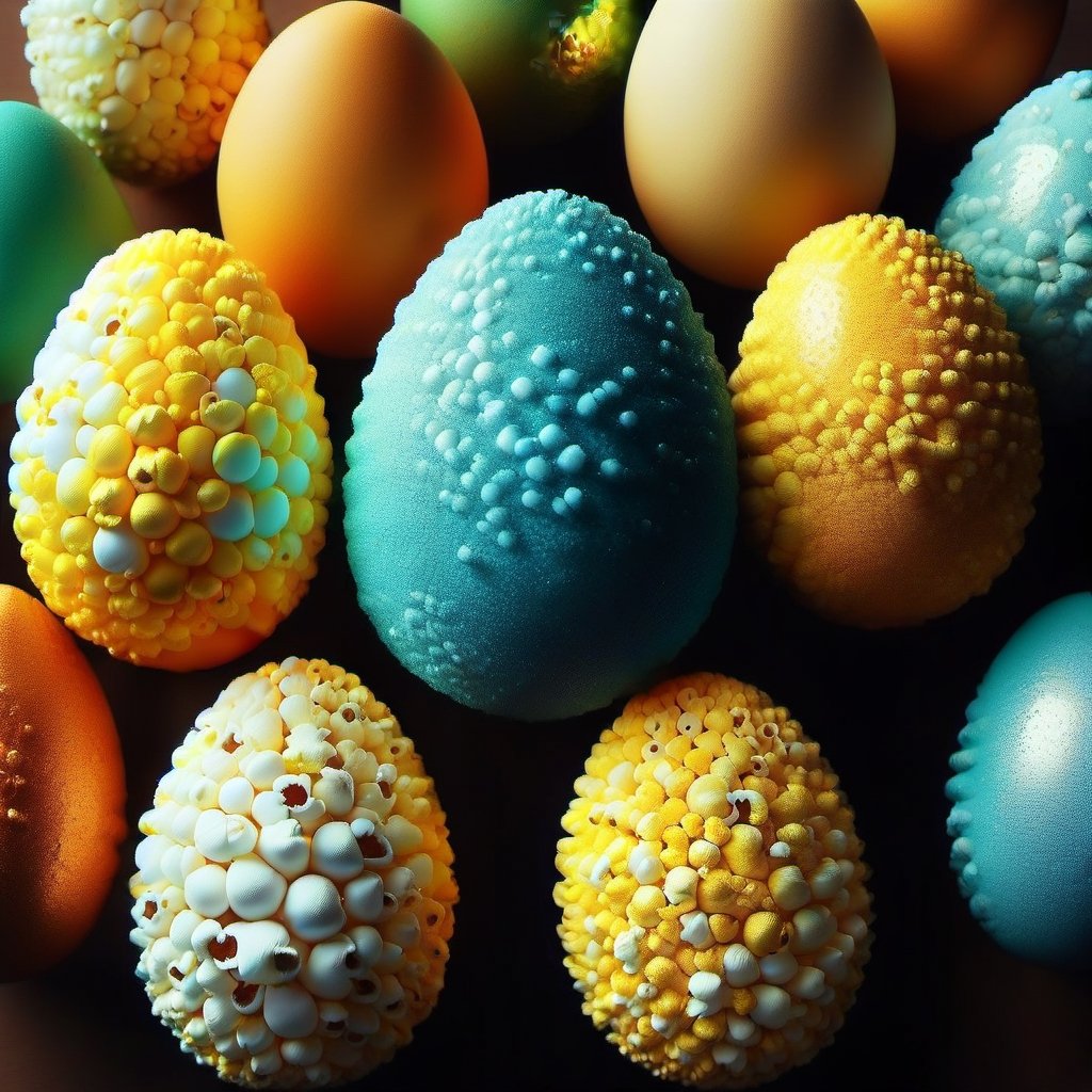 beautiful painted eggs,stylization,glitter,beautiful,close-up,stylization,hyperdetalization
