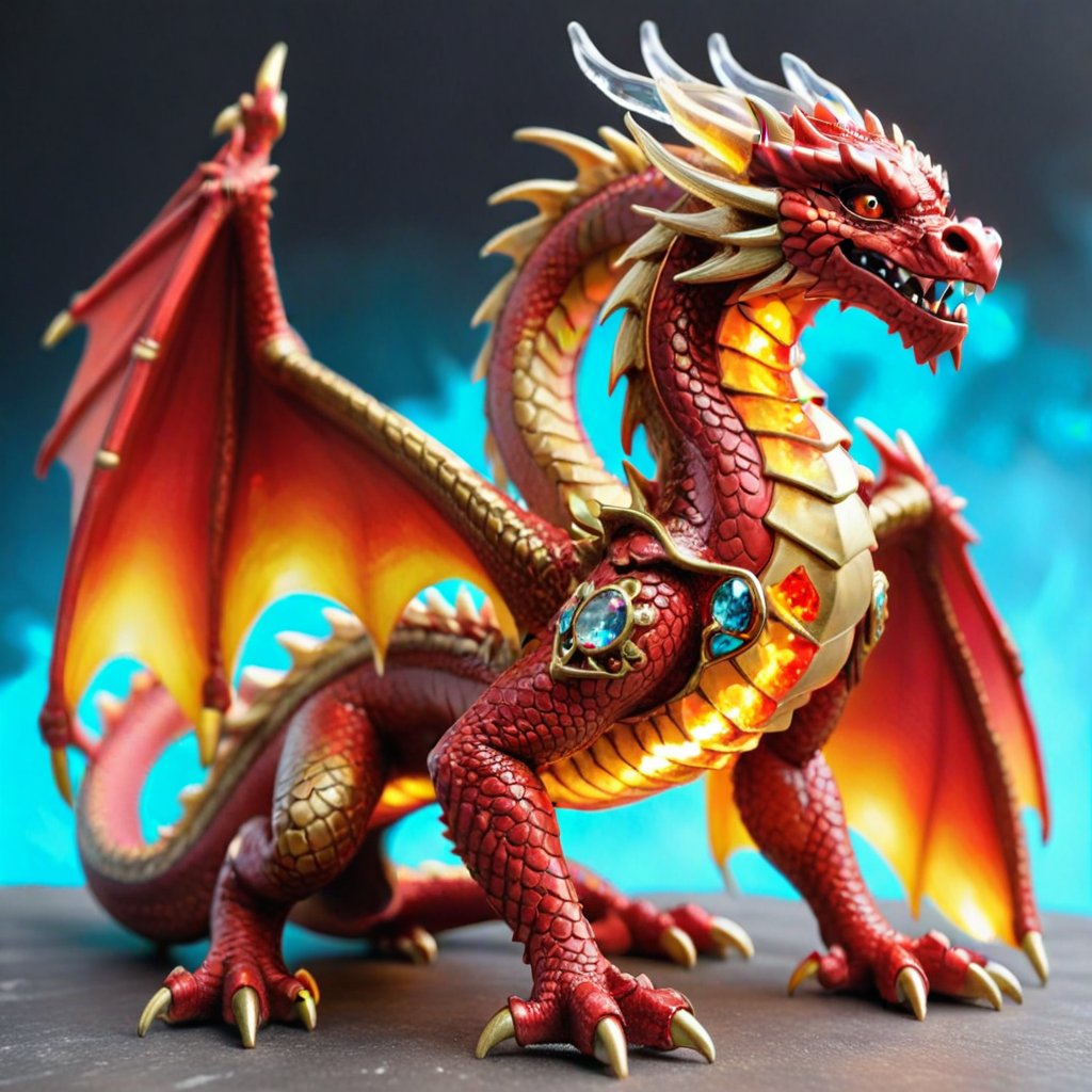 beautiful ((fire dragon)) , with gold bronze red color rhinestone inserts,clear details, hyperdetalization, large wings on the back 