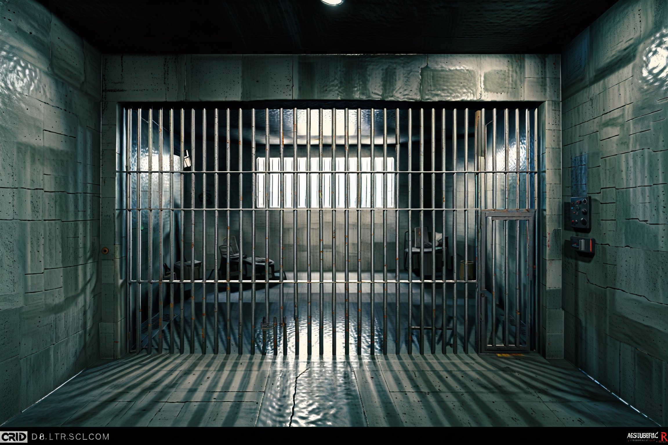 Prison, Prison scenes, Railing, (Background), Spacious cell, an empty prison, Cyberpunk prison,
(Masterpiece, Best Quality, 8k:1.2), (Ultra-Detailed, Highres, Extremely Detailed, Absurdres, Incredibly Absurdres, Huge Filesize:1.1), 