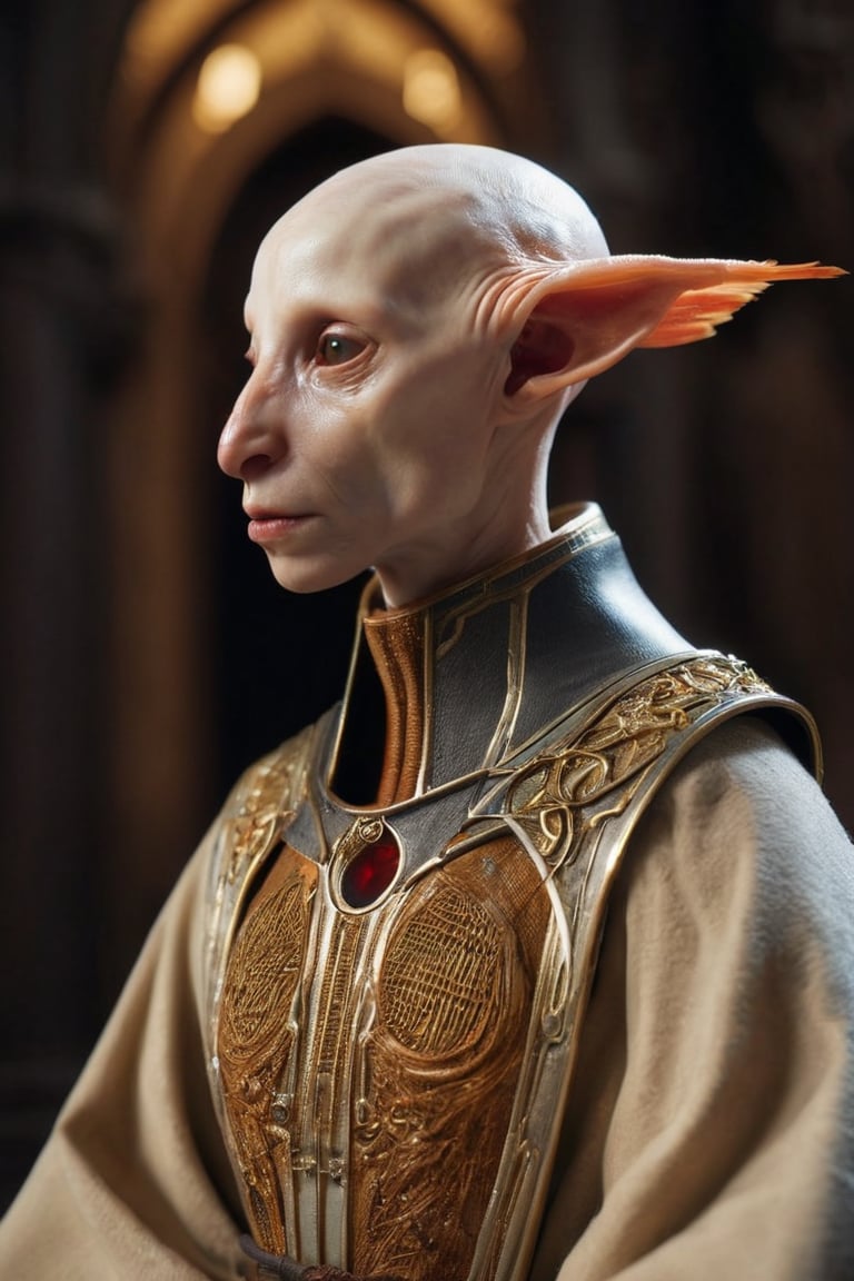 Ultra-realistic 8k CG, masterpiece, best quality, (((ermine wear inquisitor robe))), bite off head of a chicken, medieval Cathedral, dead eyes, still life, high detailed, beautiful intricately and detailed, DOF,      
,GHTEN,science fiction,futuristic alien