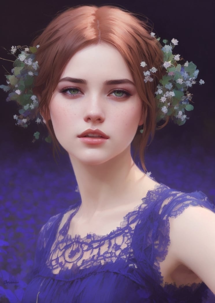 nushill style, freckles, natural skin, soft impressionist perfect composition, perfect face, character portrait, intricate, oil on canvas, masterpiece, expert, insanely detailed, 4k resolution, john william waterhouse, charlie bowater, agnes cecile, Mucha, Gabriel Ferrier, composition, framing, perfect composition, beautiful detailed intricate insanely detailed octane render trending on artstation, 8 k artistic photography, unreal engine, greg rutkowski, loish, rhads, beeple, makoto shinkai and lois van baarle, ilya kuvshinov, rossdraws, tom bagshaw, alphonse mucha, global illumination, detailed and intricate environment