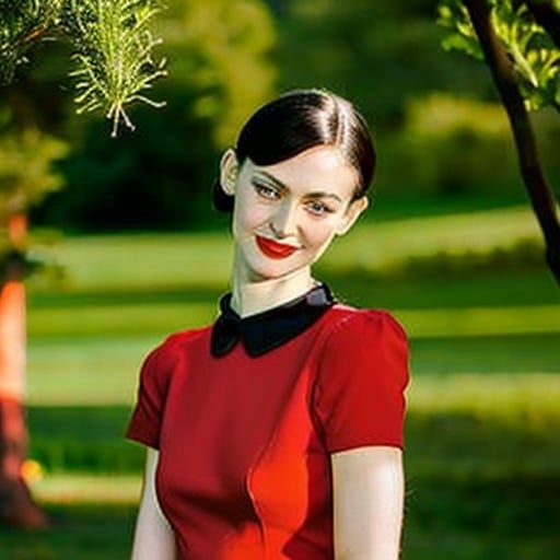 Photo by Annie leibovitz, VJVX taking on the iconic role of Olive Oyl, the beloved character from the Popeye cartoons. Imagine VJVX embodying Olive Oyl's distinct look, characterized by her lanky frame, large round eyes, and signature black bob haircut. Dress her in Olive Oyl's classic attire, including her red dress with white collar and black shoes. VJVX should capture Olive Oyl's unique blend of sweetness, vulnerability, and spunk, bringing her own acting talent to create a charming and endearing portrayal of the character in a modern adaptation of Popeye, photo of vjvx