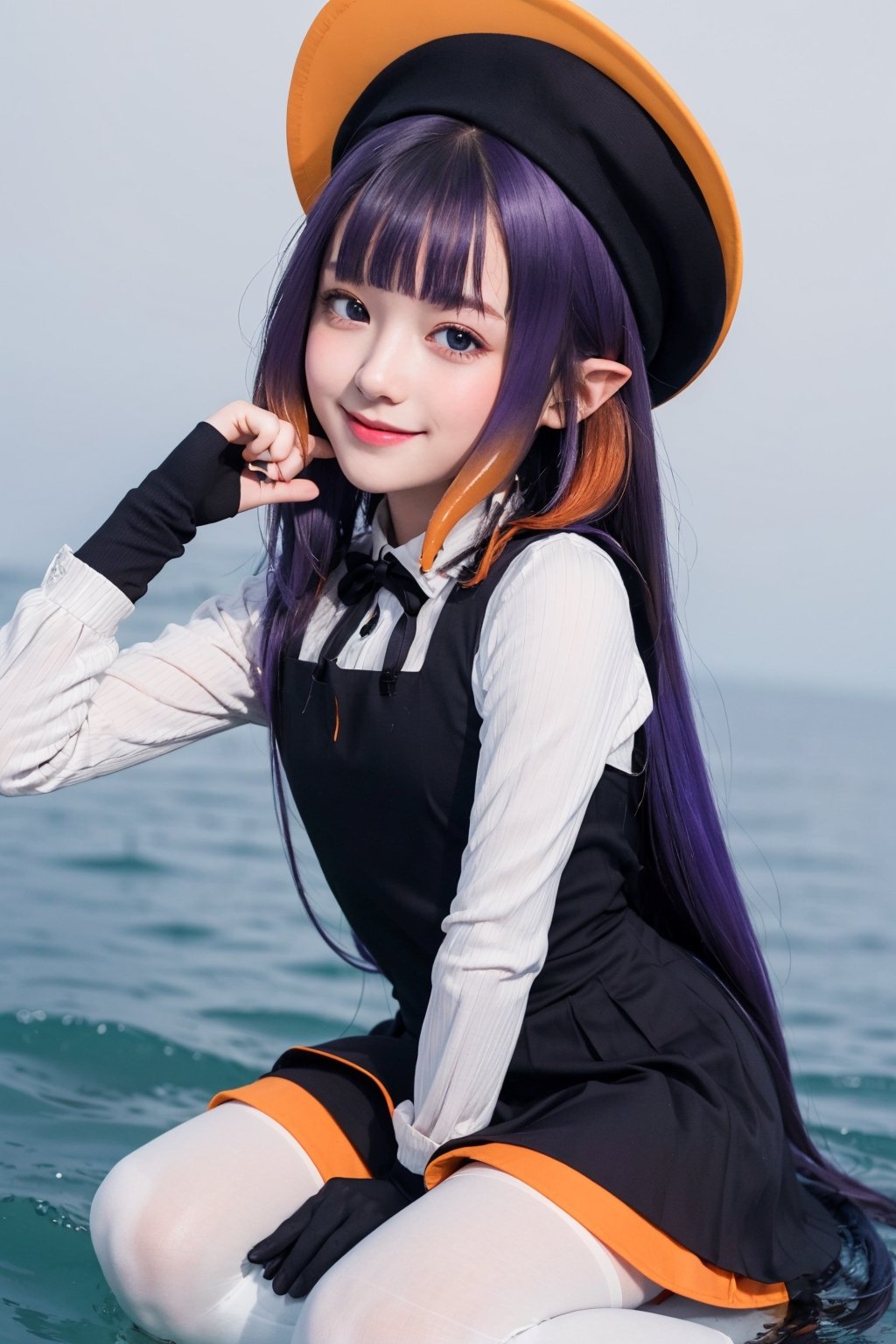  (((little girl’s body))), (((petite body))),
multi-colored hair, gradient hair,purple hair,orange hair,
inapainter, pinafore dress, beret, pantyhose, halo, tentacles,
,head to thigh shot, smile, blush, 
on the lake,day, simple background, 
looking at viewer, 
moody lighting, 
facing viewer,
better_hands,inapriestess,inapainter,