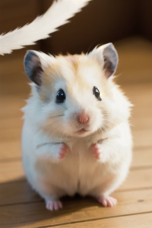 hamster wearing T shirt, no human,White Hamster,cutie,Detail,white wings,white 